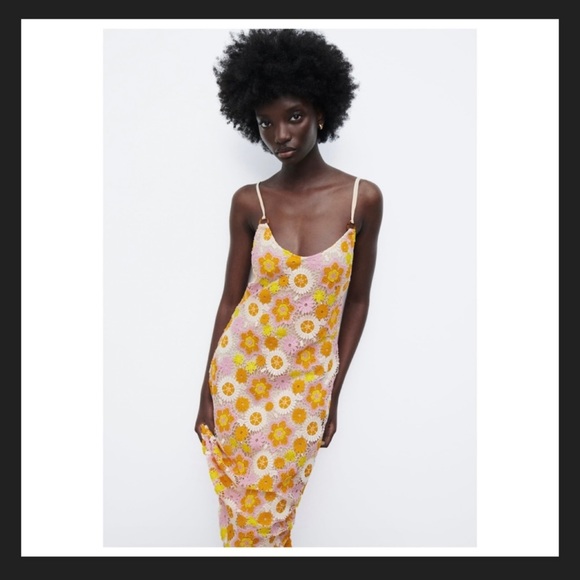 Zara Dresses & Skirts - Zara floral crochet dress